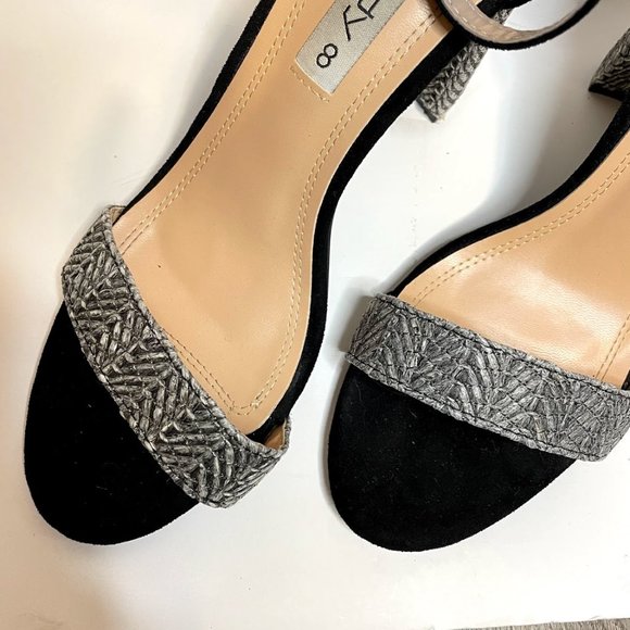 Unilady Strappy Black/Grey Woven Block Heel Size 8 - Picture 8 of 8